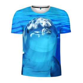 Мужская футболка 3D спортивная с принтом Дельфин в Екатеринбурге, 100% полиэстер с улучшенными характеристиками | приталенный силуэт, круглая горловина, широкие плечи, сужается к линии бедра | вода | дельфин | море | отдых | отпуск | подводный мир | туризм