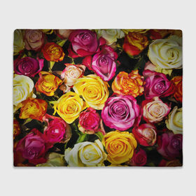Плед 3D с принтом Букет роз в Екатеринбурге, 100% полиэстер | закругленные углы, все края обработаны. Ткань не мнется и не растягивается | жёлтый | красный | лепестки | прикольные картинки | розы | цветочки | цветы