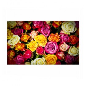 Бумага для упаковки 3D с принтом Букет роз в Екатеринбурге, пластик и полированная сталь | круглая форма, металлическое крепление в виде кольца | жёлтый | красный | лепестки | прикольные картинки | розы | цветочки | цветы
