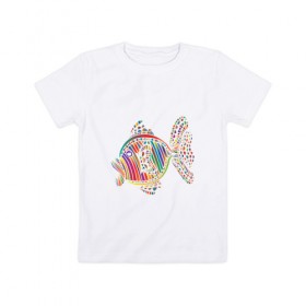 Детская футболка хлопок с принтом Разноцветная рыбка в Екатеринбурге, 100% хлопок | круглый вырез горловины, полуприлегающий силуэт, длина до линии бедер | 