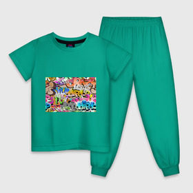 Детская пижама хлопок с принтом Пикассо из будущего в Екатеринбурге, 100% хлопок |  брюки и футболка прямого кроя, без карманов, на брюках мягкая резинка на поясе и по низу штанин
 | Тематика изображения на принте: искусство | радуга | улицы