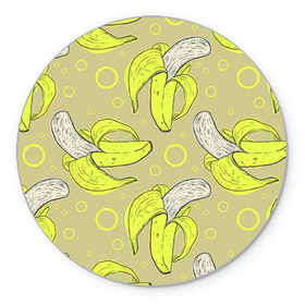 Коврик круглый с принтом Банан 8 в Екатеринбурге, резина и полиэстер | круглая форма, изображение наносится на всю лицевую часть | banana | банан | бананы | паттерн
