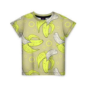Детская футболка 3D с принтом Банан 8 в Екатеринбурге, 100% гипоаллергенный полиэфир | прямой крой, круглый вырез горловины, длина до линии бедер, чуть спущенное плечо, ткань немного тянется | Тематика изображения на принте: banana | банан | бананы | паттерн