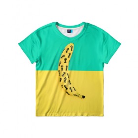 Детская футболка 3D с принтом Банан 5 в Екатеринбурге, 100% гипоаллергенный полиэфир | прямой крой, круглый вырез горловины, длина до линии бедер, чуть спущенное плечо, ткань немного тянется | Тематика изображения на принте: banana | fashion | банан | бананы | мода