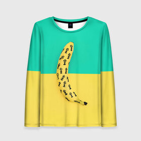 Женский лонгслив 3D с принтом Банан 5 в Екатеринбурге, 100% полиэстер | длинные рукава, круглый вырез горловины, полуприлегающий силуэт | banana | fashion | банан | бананы | мода