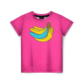 Детская футболка 3D с принтом Банан 2 в Екатеринбурге, 100% гипоаллергенный полиэфир | прямой крой, круглый вырез горловины, длина до линии бедер, чуть спущенное плечо, ткань немного тянется | Тематика изображения на принте: banana | fashion | банан | бананы | мода