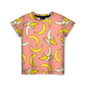 Детская футболка 3D с принтом Банан 1 в Екатеринбурге, 100% гипоаллергенный полиэфир | прямой крой, круглый вырез горловины, длина до линии бедер, чуть спущенное плечо, ткань немного тянется | Тематика изображения на принте: banana | банан | бананы | паттерн
