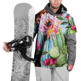 Накидка на куртку 3D с принтом Зелень в Екатеринбурге, 100% полиэстер |  | кактусы | лилия | тропики | цветы