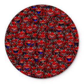Коврик круглый с принтом Какодемоны (pixel-art) в Екатеринбурге, резина и полиэстер | круглая форма, изображение наносится на всю лицевую часть | doom | демон | дум