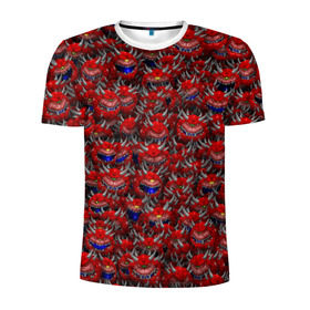Мужская футболка 3D спортивная с принтом Какодемоны (pixel-art) в Екатеринбурге, 100% полиэстер с улучшенными характеристиками | приталенный силуэт, круглая горловина, широкие плечи, сужается к линии бедра | doom | демон | дум