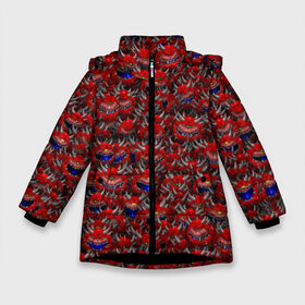 Зимняя куртка для девочек 3D с принтом Какодемоны (pixel-art) в Екатеринбурге, ткань верха — 100% полиэстер; подклад — 100% полиэстер, утеплитель — 100% полиэстер. | длина ниже бедра, удлиненная спинка, воротник стойка и отстегивающийся капюшон. Есть боковые карманы с листочкой на кнопках, утяжки по низу изделия и внутренний карман на молнии. 

Предусмотрены светоотражающий принт на спинке, радужный светоотражающий элемент на пуллере молнии и на резинке для утяжки. | doom | демон | дум
