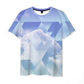Мужская футболка 3D с принтом Геометрия 5 в Екатеринбурге, 100% полиэфир | прямой крой, круглый вырез горловины, длина до линии бедер | trand | геометрия | мода | небо | тренд | треугольники | трэнд