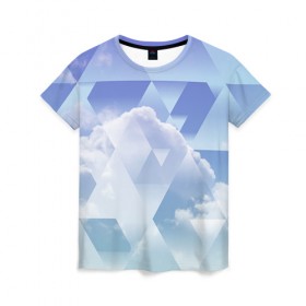 Женская футболка 3D с принтом Геометрия 5 в Екатеринбурге, 100% полиэфир ( синтетическое хлопкоподобное полотно) | прямой крой, круглый вырез горловины, длина до линии бедер | trand | геометрия | мода | небо | тренд | треугольники | трэнд