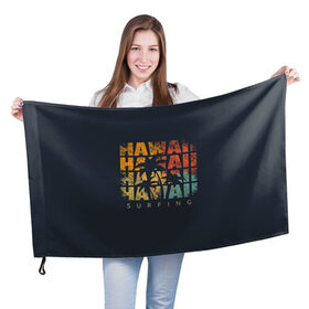 Флаг 3D с принтом HAWAII в Екатеринбурге, 100% полиэстер | плотность ткани — 95 г/м2, размер — 67 х 109 см. Принт наносится с одной стороны | hawaii | гаваи | лето | океан | отдых | пальмы | пляж | серф