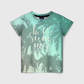 Детская футболка 3D с принтом HAWAII 8 в Екатеринбурге, 100% гипоаллергенный полиэфир | прямой крой, круглый вырез горловины, длина до линии бедер, чуть спущенное плечо, ткань немного тянется | Тематика изображения на принте: hawaii | гаваи | лето | океан | отдых | пальмы | пляж | серф