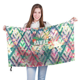 Флаг 3D с принтом HAWAII 5 в Екатеринбурге, 100% полиэстер | плотность ткани — 95 г/м2, размер — 67 х 109 см. Принт наносится с одной стороны | hawaii | гаваи | лето | океан | отдых | пальмы | пляж | серф