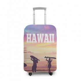 Чехол для чемодана 3D с принтом HAWAII 3 в Екатеринбурге, 86% полиэфир, 14% спандекс | двустороннее нанесение принта, прорези для ручек и колес | hawaii | гаваи | лето | океан | отдых | пальмы | пляж | серф