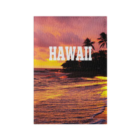 Обложка для паспорта матовая кожа с принтом HAWAII 2 в Екатеринбурге, натуральная матовая кожа | размер 19,3 х 13,7 см; прозрачные пластиковые крепления | Тематика изображения на принте: hawaii | гаваи | лето | океан | отдых | пальмы | пляж | серф