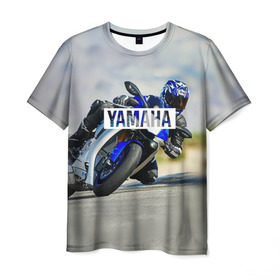 Мужская футболка 3D с принтом Yamaha 5 в Екатеринбурге, 100% полиэфир | прямой крой, круглый вырез горловины, длина до линии бедер | yamaha