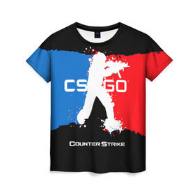 Женская футболка 3D с принтом CS GO в Екатеринбурге, 100% полиэфир ( синтетическое хлопкоподобное полотно) | прямой крой, круглый вырез горловины, длина до линии бедер | cs | cs go | csgo | go | го | контр страйк | контра | кс | кс го | ксго | спецназ | террористы