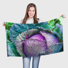 Флаг 3D с принтом Капуста в Екатеринбурге, 100% полиэстер | плотность ткани — 95 г/м2, размер — 67 х 109 см. Принт наносится с одной стороны | дача | еда | зелень | капуста | овощи | огород | растения | цветная капуста