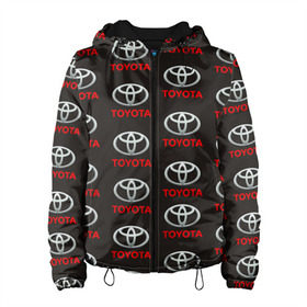 Женская куртка 3D с принтом Toyota в Екатеринбурге, ткань верха — 100% полиэстер, подклад — флис | прямой крой, подол и капюшон оформлены резинкой с фиксаторами, два кармана без застежек по бокам, один большой потайной карман на груди. Карман на груди застегивается на липучку | тайота