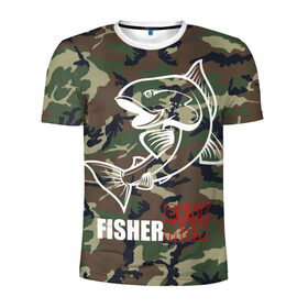 Мужская футболка 3D спортивная с принтом Лучший рыбак в Екатеринбурге, 100% полиэстер с улучшенными характеристиками | приталенный силуэт, круглая горловина, широкие плечи, сужается к линии бедра | Тематика изображения на принте: best fisherman | camouflage | fish | fishing | man | камуфляж | лучший рыбак | мужчина | рыба | рыбалка