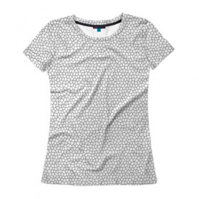 Женская футболка 3D с принтом Витраж Белый в Екатеринбурге, 100% полиэфир ( синтетическое хлопкоподобное полотно) | прямой крой, круглый вырез горловины, длина до линии бедер | texture | белый | витраж | текстура