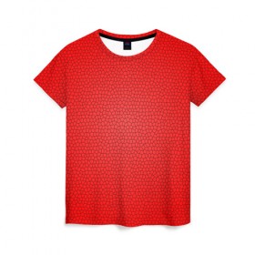 Женская футболка 3D с принтом Витраж Красный в Екатеринбурге, 100% полиэфир ( синтетическое хлопкоподобное полотно) | прямой крой, круглый вырез горловины, длина до линии бедер | texture | витраж | красный | текстура