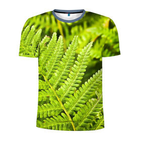 Мужская футболка 3D спортивная с принтом Папоротник в Екатеринбурге, 100% полиэстер с улучшенными характеристиками | приталенный силуэт, круглая горловина, широкие плечи, сужается к линии бедра | ботаника | зелень | листья | папоротник | природа | растения | цветок