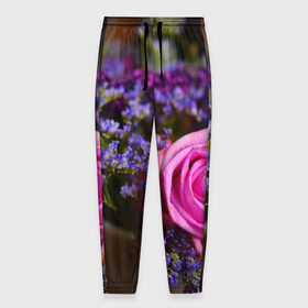 Мужские брюки 3D с принтом Роза в Екатеринбурге, 100% полиэстер | манжеты по низу, эластичный пояс регулируется шнурком, по бокам два кармана без застежек, внутренняя часть кармана из мелкой сетки | 3д | новая | популярная | природа | роза | цветы | яркая