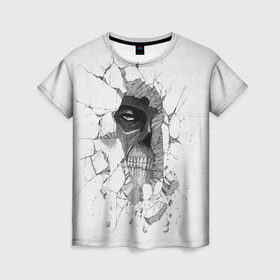 Женская футболка 3D с принтом Titan в Екатеринбурге, 100% полиэфир ( синтетическое хлопкоподобное полотно) | прямой крой, круглый вырез горловины, длина до линии бедер | attack on titan | атака титанов | вторжение гигантов