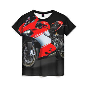 Женская футболка 3D с принтом Ducati в Екатеринбурге, 100% полиэфир ( синтетическое хлопкоподобное полотно) | прямой крой, круглый вырез горловины, длина до линии бедер | ducati | мото | мотоцикл | скорость