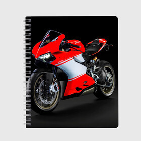 Тетрадь с принтом Ducati в Екатеринбурге, 100% бумага | 48 листов, плотность листов — 60 г/м2, плотность картонной обложки — 250 г/м2. Листы скреплены сбоку удобной пружинной спиралью. Уголки страниц и обложки скругленные. Цвет линий — светло-серый
 | ducati | мото | мотоцикл | скорость