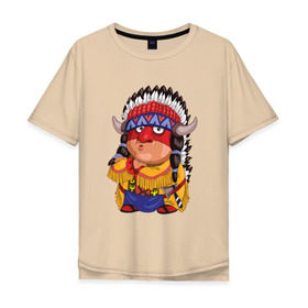 Мужская футболка хлопок Oversize с принтом Забавные Индейцы 11 в Екатеринбурге, 100% хлопок | свободный крой, круглый ворот, “спинка” длиннее передней части | апачи | вождь | воин | животные | запад | канада | лидер | лицо | северная | смешные | талисман | цвет