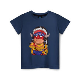 Детская футболка хлопок с принтом Забавные Индейцы 11 в Екатеринбурге, 100% хлопок | круглый вырез горловины, полуприлегающий силуэт, длина до линии бедер | апачи | вождь | воин | животные | запад | канада | лидер | лицо | северная | смешные | талисман | цвет