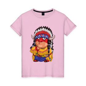 Женская футболка хлопок с принтом Забавные Индейцы 11 в Екатеринбурге, 100% хлопок | прямой крой, круглый вырез горловины, длина до линии бедер, слегка спущенное плечо | апачи | вождь | воин | животные | запад | канада | лидер | лицо | северная | смешные | талисман | цвет