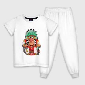 Детская пижама хлопок с принтом Забавные Индейцы 12 в Екатеринбурге, 100% хлопок |  брюки и футболка прямого кроя, без карманов, на брюках мягкая резинка на поясе и по низу штанин
 | 
