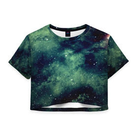 Женская футболка 3D укороченная с принтом Падение звёзд в Екатеринбурге, 100% полиэстер | круглая горловина, длина футболки до линии талии, рукава с отворотами | Тематика изображения на принте: вселенная | космос | метеорит