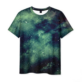 Мужская футболка 3D с принтом Падение звёзд в Екатеринбурге, 100% полиэфир | прямой крой, круглый вырез горловины, длина до линии бедер | вселенная | космос | метеорит