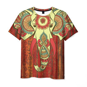 Мужская футболка 3D с принтом Индия 4 в Екатеринбурге, 100% полиэфир | прямой крой, круглый вырез горловины, длина до линии бедер | india | индия | индуизм | кришна | слон