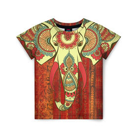 Детская футболка 3D с принтом Индия 4 в Екатеринбурге, 100% гипоаллергенный полиэфир | прямой крой, круглый вырез горловины, длина до линии бедер, чуть спущенное плечо, ткань немного тянется | india | индия | индуизм | кришна | слон