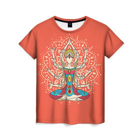 Женская футболка 3D с принтом Индия 1 в Екатеринбурге, 100% полиэфир ( синтетическое хлопкоподобное полотно) | прямой крой, круглый вырез горловины, длина до линии бедер | india | индия | индуизм | кришна