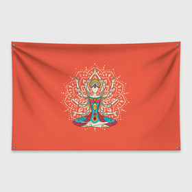Флаг-баннер с принтом Индия 1 в Екатеринбурге, 100% полиэстер | размер 67 х 109 см, плотность ткани — 95 г/м2; по краям флага есть четыре люверса для крепления | india | индия | индуизм | кришна