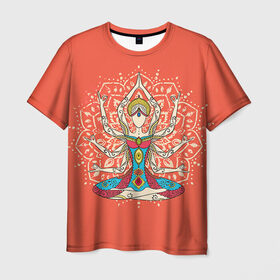 Мужская футболка 3D с принтом Индия 1 в Екатеринбурге, 100% полиэфир | прямой крой, круглый вырез горловины, длина до линии бедер | Тематика изображения на принте: india | индия | индуизм | кришна