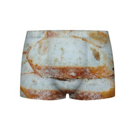 Мужские трусы 3D с принтом Хлеб в Екатеринбурге, 50% хлопок, 50% полиэстер | классическая посадка, на поясе мягкая тканевая резинка | батон | булка | булочка | выпечка | еда | кулинария | кусочек | мука | хлеб