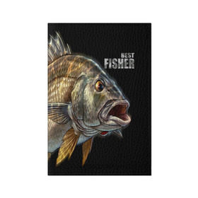 Обложка для паспорта матовая кожа с принтом Лучший рыбак в Екатеринбурге, натуральная матовая кожа | размер 19,3 х 13,7 см; прозрачные пластиковые крепления | background | best fisherman | black | fish | fishing | лучший рыбак | рыба | рыбалка | фон | черный