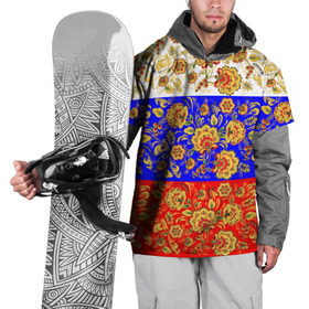Накидка на куртку 3D с принтом Хохлома в Екатеринбурге, 100% полиэстер |  | народный | орнамент | роспись | традиционный | триколор