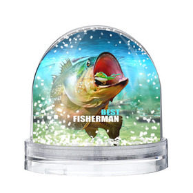 Снежный шар с принтом Лучший рыбак в Екатеринбурге, Пластик | Изображение внутри шара печатается на глянцевой фотобумаге с двух сторон | крючок | лягушка | наживка | рыба