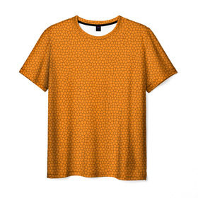 Мужская футболка 3D с принтом Витраж Оранжевый в Екатеринбурге, 100% полиэфир | прямой крой, круглый вырез горловины, длина до линии бедер | Тематика изображения на принте: texture | витраж | оранжевый | текстура